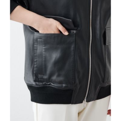 ウィムガゼット　山羊革　レザーブルゾン　ドロップショルダー　フリーサイズ　極美品 Whim Gazette(ウィム ガゼット)の【GEMINI】レザーブルゾン通販
