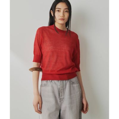 美品 ウィムガゼットリネン100% シアーラミープルオーバーブラウス ピンク 美品 ウィムガゼットリネン100% シアーラミープルオーバー