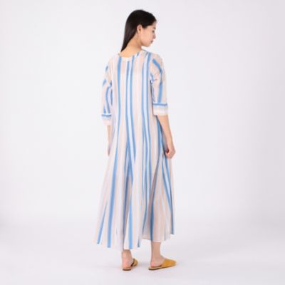 Ne Quittez Pas ヌキテパ の 復刻 Voile Stripe V Neck Dress通販 Leeマルシェ
