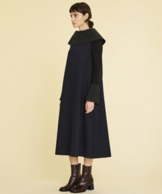 LANVIN en Bleu ロールカラー2wayAラインワンピース