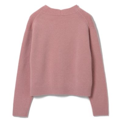 美品】yleve カシミヤ100% ショート丈モックネックニットセーター 濃紺-