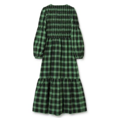 green and black checked dress