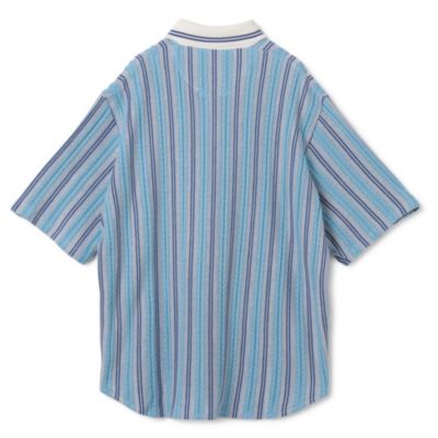 gim context Stripe Open Collar Shirt