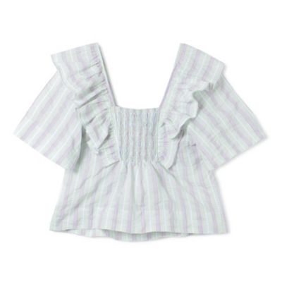 GANNI(ガニー)のStripe Seersucker Ruffle Blouse通販 eclat premium