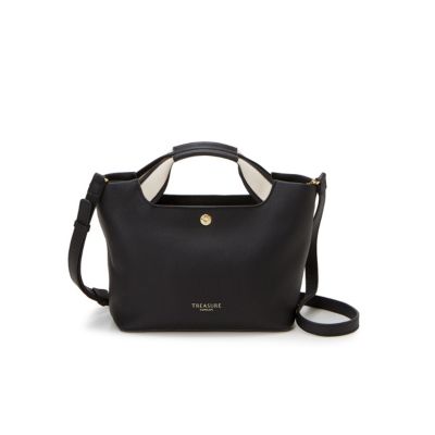 【美品】TOPKAPI ソフトシュリンク テープコンビ ミニ トート バッグ　黒 ソフトシュリンク テープコンビ ショルダー ミニ トート バッグ