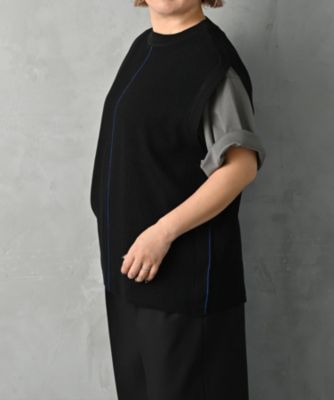 STYLE DELI(スタイルデリ)の【BLK001】配色ラインリブノースリ
