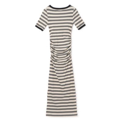 GANNI(ガニー)のStriped Soft Cotton Rib Short Sleeve Dress