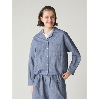 MidiUmi ミディウミ　シャツジャケット　シャンブレー　コットン　ショート丈 MidiUmi(ミディウミ)のシャンブレーシャツジャケット通販