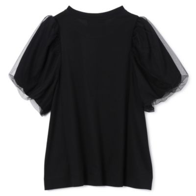 【送料&関税込】Simone Rocha Tulle Overlay Puff Sleeve Frill White Tulle Overlay Puff Sleeve Frill T-shirt by Simone