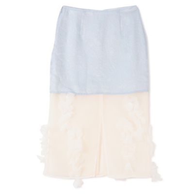 スカート marge tokyo 26ss Lace layered skirt Velours & lace midi skirt (khaki) - MARGE Online Shop