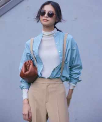 【杏さん着用/洗える】カンクリーニ バンドカラー シャツ 杏さん着用/洗える】CANCLINI バンドカラー シャツ / 23区
