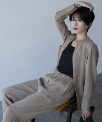 iCB　【洗える】 ライトダブルクロス バンドカラーシャツ　美品　23年製　M UVカット・防シワ・洗える】ライトダブルクロス バンドカラー