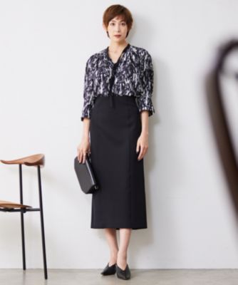 【接触冷感・洗える】BackSatinAmunzen ナロータイブラウス ICB(アイシービー)の【接触冷感・洗える】BackSatinAmunzen