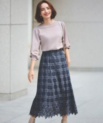 any SiS 【洗える】フラワーレースチェックパネル スカート