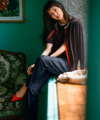 23区Ｌウールバイカラーカーディガンアンサンブル　サイズ４４　グレー✖️ブルー 23区 L(ニジュウサンク エル)の【洗える】サステナブルウール バイ