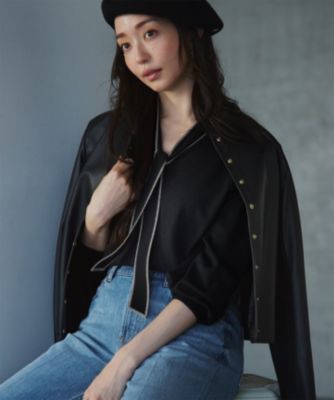 【美品】23区 ニジュウサンク シングル ライダース ノーカラー ラムレザー 23区｜ラムレザー ノーカラージャケット | Rakuten Fashion(楽天