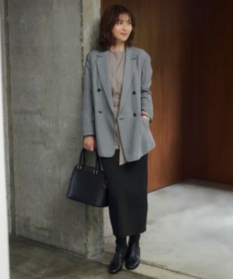 【大きいサイズ】自由区　【洗える】ビエラチェックテーラード ジャケット　24AW セール】 【洗える】ビエラチェックテーラード ジャケット