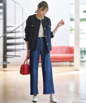 ANY SIS(エニィスィス)のツイードノーカラーミドル ジャケット通販