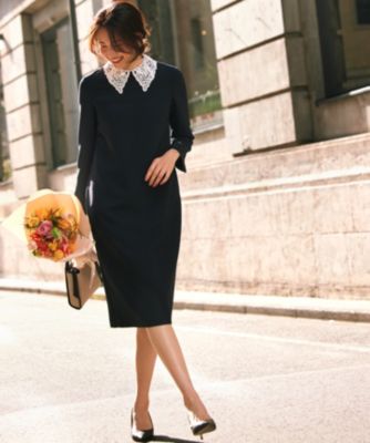 【新品未使用】組曲　コンフォータブルドレープ フレアワンピース Sサイズ クミキョク チイサイサイズ 組曲 S 【KUMIKYOKU NAVY