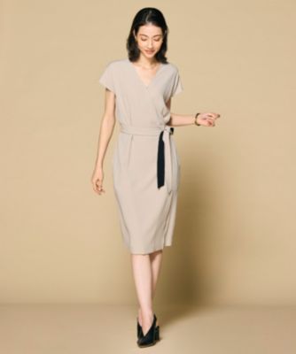 BEIGEベイジ　シンディネイビー ラップスタイル 半袖ワンピースサイズ4洗える BEIGEベイジ シンディネイビー ラップスタイル 半袖ワンピース