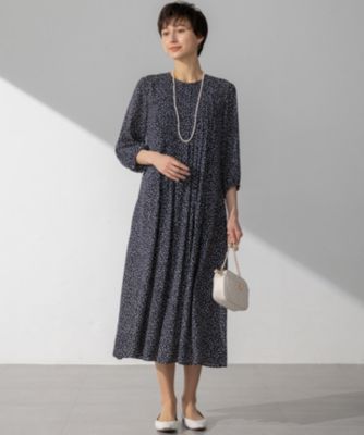 【接触冷感/吸水速乾/洗える】ペインティングプリントワンピース 23区L 48 23区(ニジュウサンク)の【接触冷感/吸水速乾/洗える】ペインティング
