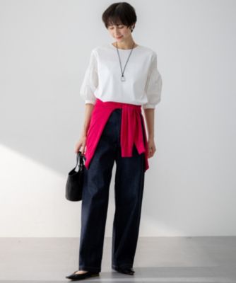 今期【汗じみ防止/洗える】ギャザーディテール カットソー 23区 tシャツ 「汗じみ防止/洗える」ギャザーディテール