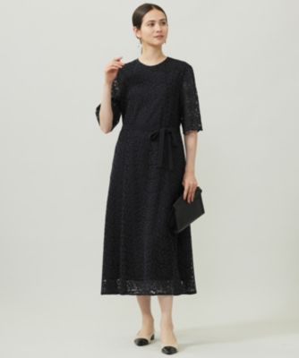 自由区　【洗える】フラワーリーフコードレース ワンピース 自由区(ジユウク)の【洗える】フラワーリーフコードレース