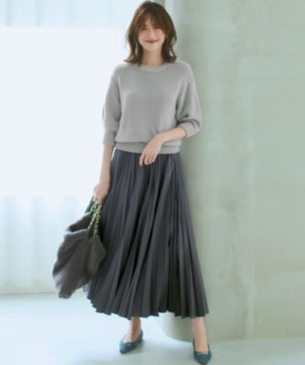 24AW 23区【洗える】ルレックスバルキーラメニット クルーネック 五分袖 M 23区 L(ニジュウサンク エル)の【洗える】ルレックスバルキー5分