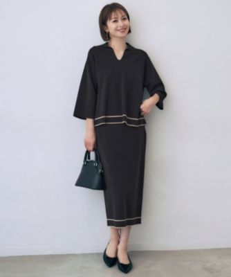 JURGEN LEHL グレーのパッチワーク長袖トップス 美品♡ JURGEN LEHL J0193KS051 ドット コットンウール ロングスカート