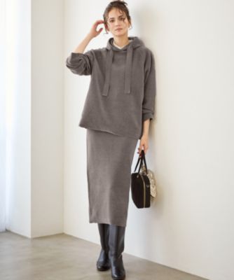 23区(ニジュウサンク)の【SLOW/一部店舗限定】ベロア風ニット パーカー