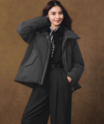 美品✨23区 フード付きダウンコート グレー ドローコード ウール Aライン 23区 L(ニジュウサンク エル)の【一部店舗限定/滝沢眞規子さん着用/撥