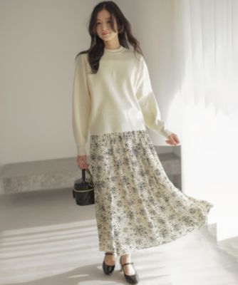 組曲 L(クミキョク エル)のモザイクフラワープリント スカート通販