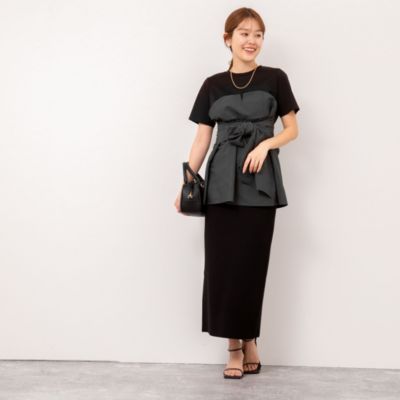 1496 ノーリーズ　白黒半袖ビスチェ風コンビTシャツカットソー　新品タグ付き セール】ビスチェ風コンビTシャツ（Tシャツ/カットソー
