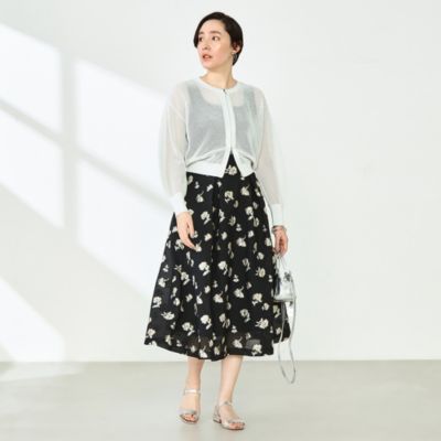 ノーリーズソフィ　ラメフラワージャガードフレアスカート NOLLEY'S sophi(ノーリーズソフィー)の《セットアップ対応》ラメ
