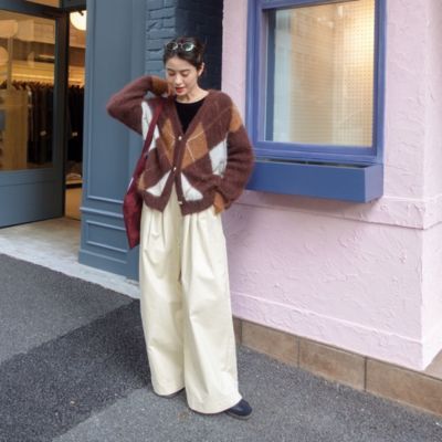 ララージ（Laraaji）/モヘアインターシャアーガイルVネックカーディガン Laraaji(ララージ)のモヘアインターシャアーガイルVネックカーディガン