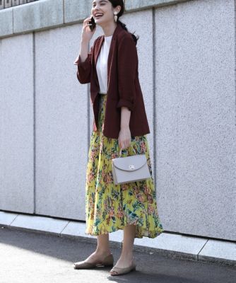 Ef De L Size エフデエル の 大きいサイズ ダフネプリントプリーツスカート Maglie Par Ef De 通販 Mirabella ミラベラ デザイナーズブランド正規通販