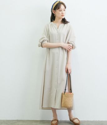 Vis ビス の Web限定 リネンライクバンドカラー前開きシャツワンピース通販 集英社happy Plus Store