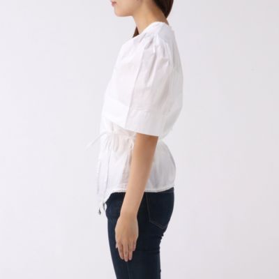 【美品】GANNI パフスリーブ ブラウス GANNI（ガニー） ブラウス Printed Cotton High Ruffle Collar Blouse