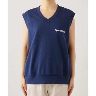 SPORTY & RICH ウェルネスクラブスウェ【関税込】 Whim Gazette(ウィム ガゼット)の【Sporty&Rich】ロゴVネック