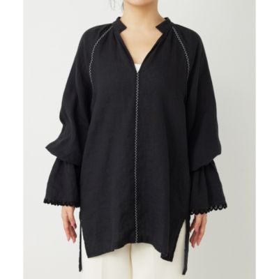 2158A 美品　ウィムガゼット　ロゴ刺繍チュニックコットンシャツ　23SS 2158A 美品 ウィムガゼット ロゴ刺繍チュニックコットンシャツ