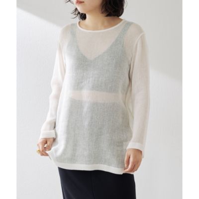 新品 【Whim Gazette】 メッシュプルオーバー オフホワイト セール】メッシュプルオーバー（ニット/セーター）｜Whim