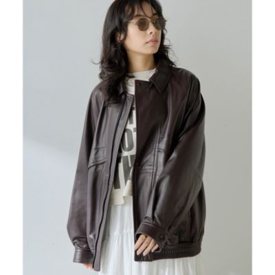 ウィムガゼット 山羊革 レザーブルゾン ドロップショルダー フリーサイズ 極美品 Whim Gazette(ウィム ガゼット)の【GEMINI】レザーブルゾン通販