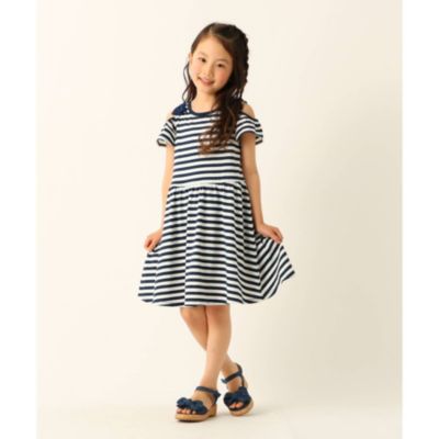 3can4on Kids サンカンシオン キッズ の 90cm 150cm 天竺ボーダー肩見せワンピース通販 集英社happy Plus Store