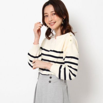 The Shop Tk Women ザ ショップ ティーケー レディース の もちもち 肩ボタンボーダーニット通販 集英社happy Plus Store