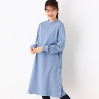 Shoo La Rue シューラルー の M Ll コットン裏毛サイドボタンスウェットワンピース通販 Leeマルシェ