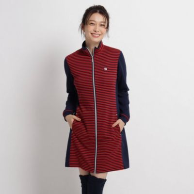 Adabat Ladies アダバット レディース の 吸水速乾 Uvカット ボーダーフルジップ長袖ワンピース通販 集英社happy Plus Store