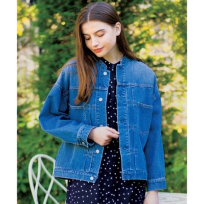 Dressterior Ladies ドレステリア レディース の Story4月号掲載 洗える スタンドカラーデニムジャケット通販 集英社happy Plus Store