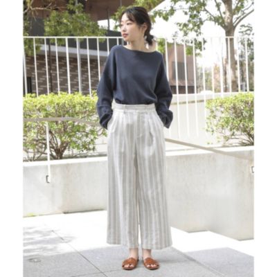 The Shop Tk Women ザ ショップ ティーケー ウィメン 麻調ストライプワイドパンツ Southwestne Com