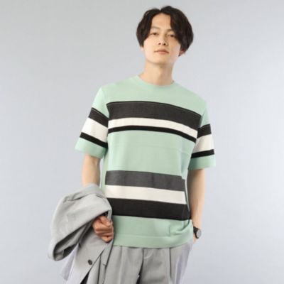 Takeo Kikuchi タケオキクチ メンズ の Sサイズ パネルボーダー 半袖 ニット T通販 集英社happy Plus Store