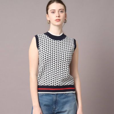 DRESSTERIOR(Ladies)(ドレステリア：レディース)の【otonaMUSE5月号掲載】【セットアップ可】トリコロールジャカードノースリーブニット通販  eclat premium（エクラプレミアム）
